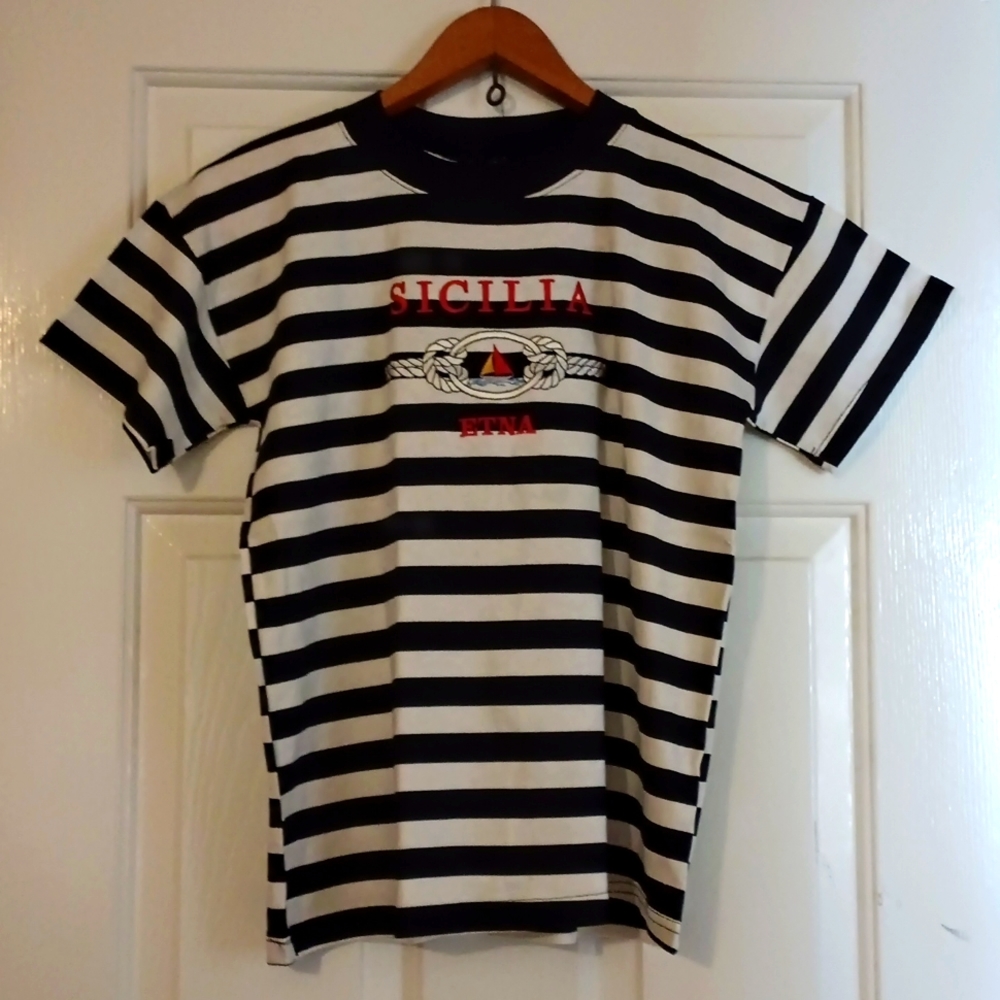 T SHIRT SZ 11-12 SICILIA ETNA EMBROIDERY NEW FOR BOY